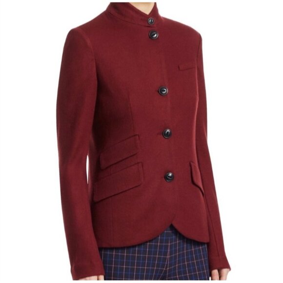 Rag And Bone Slade Wool Blazer In Black Cherry Size 0 - Picture 2 of 8